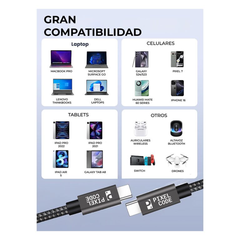 Cable USB C 100W 2MTS Pixel Code-7