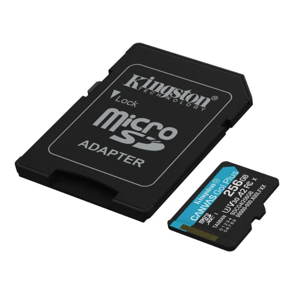 Memoria Kingston Micro SD Canvas Go Plus 256GB A2 U3 V30 con Adaptador en Colombia