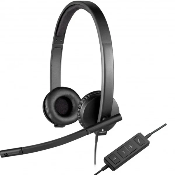Audífonos Logitech H570e Estéreo USB con Micrófono Cancelación de Ruido Negros