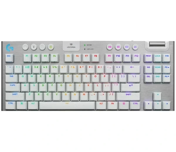 Teclado inalámbrico gamer Logitech G915 X LIGHTSPEED TKL mecánico RGB blanco