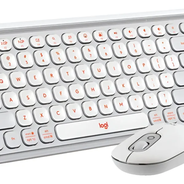 Combo Teclado y Mouse Inalámbrico Logitech POP Icon Blanco Naranja Bluetooth QWERTY Español
