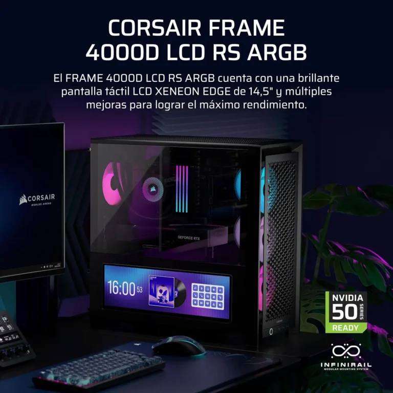 Gabinete gamer Corsair Frame 4000D LCD RS ARGB Negro