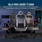 Silla gamer Corsair T3 Rush tela Gris y Carbón