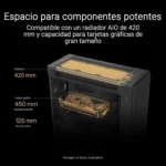 Chasis ASUS ProArt PA602 en madera con vidrio templado — puertos