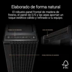 Chasis ASUS ProArt PA602 en madera con vidrio templado — vista lateral