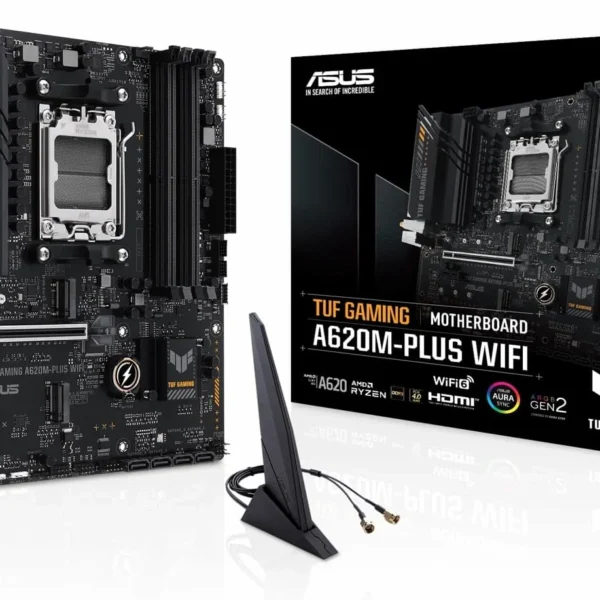 Board ASUS TUF Gaming A620M-PLUS WIFI socket AM5 — vista frontal