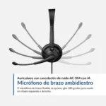 Diadema USB Cyber Acoustics AC-304 con Cancelación — vista lateral