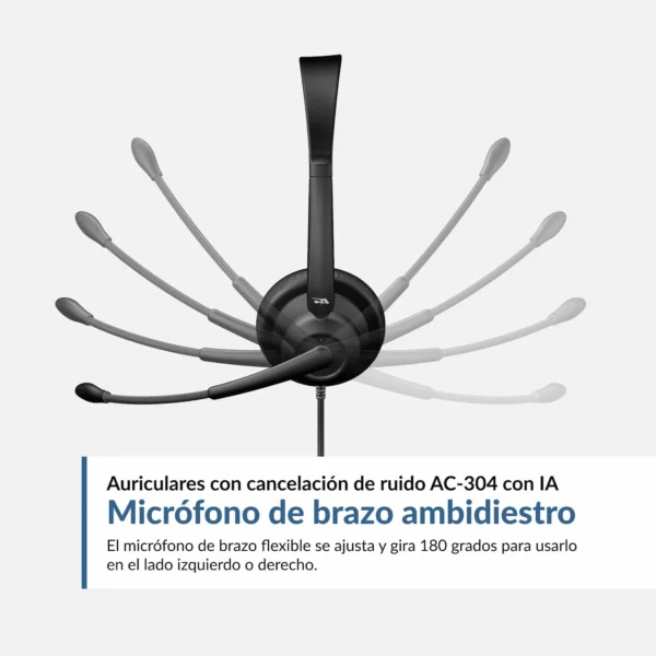 Diadema USB Cyber Acoustics AC-304 con Cancelación — vista lateral