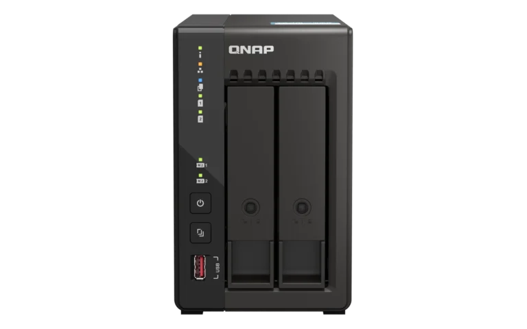 Servidor NAS QNAP TS-253E 2 Bahias Celeron J6412 8GB Doble HDMI - vista lateral