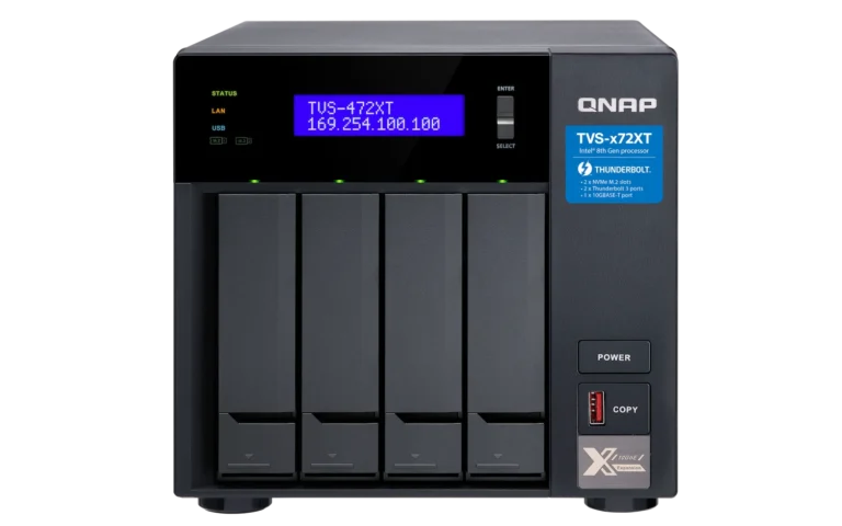Servidor NAS QNAP TVS-472XT 4 Bahias Core i3 Thunderbolt 3 y 10GbE - vista lateral