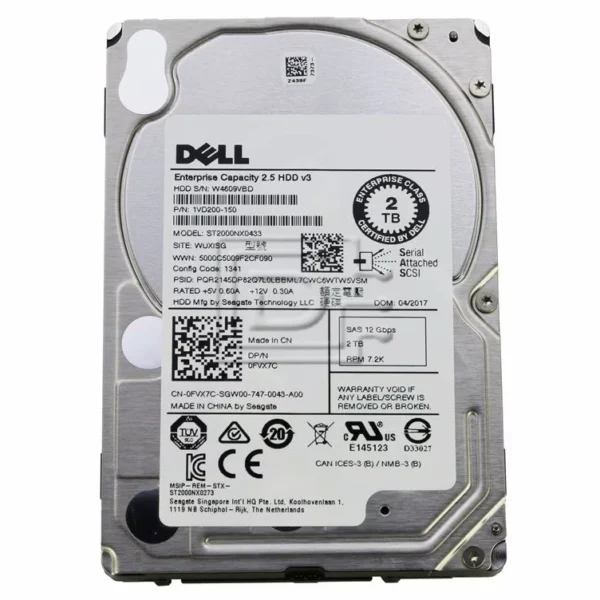 Disco duro Seagate Exos 7E2000 2TB SAS 2.5 pulgadas — vista frontal