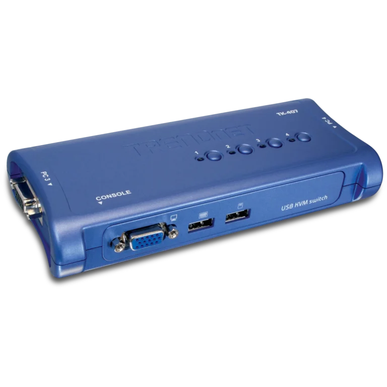Switch KVM TRENDnet TK-407K 4 Puertos USB con Cables Incluidos