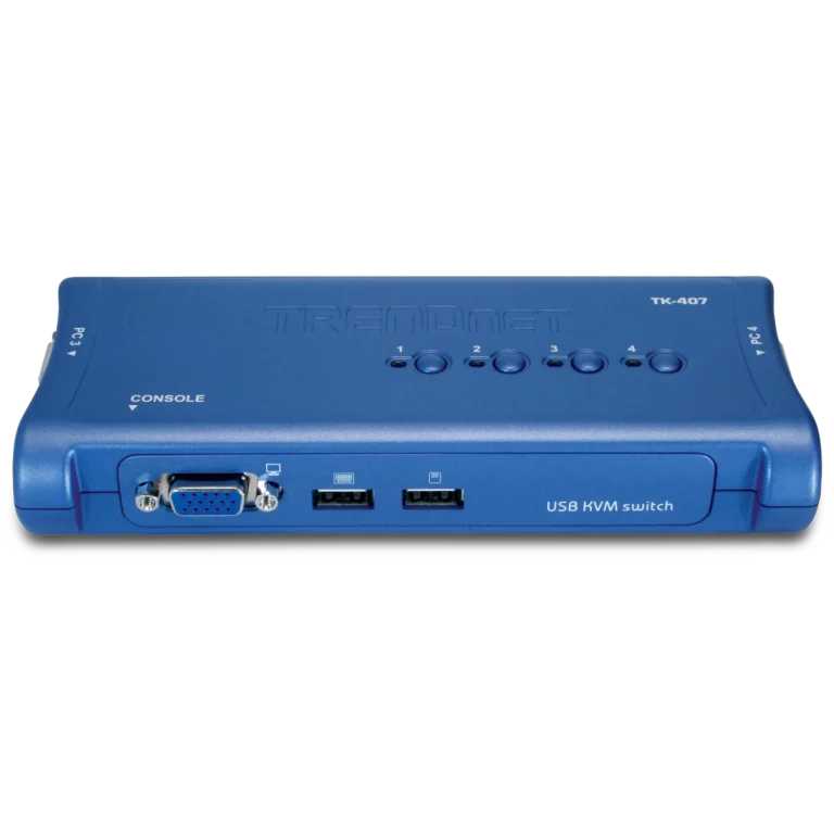 Switch KVM TRENDnet TK-407K 4 Puertos USB con Cables Incluidos