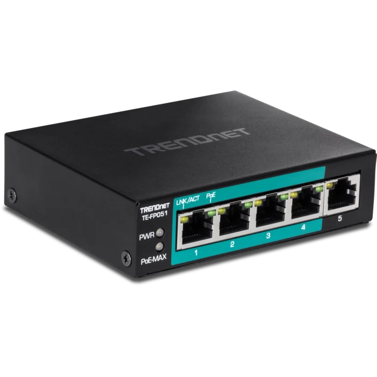 Switch TRENDnet TE-FP051 5 Puertos Fast Ethernet PoE+ Largo Alcance