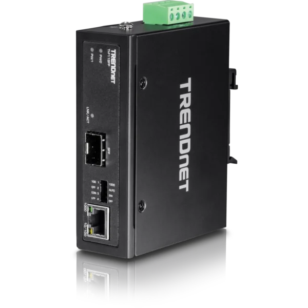 Convertidor de Medios Industrial TRENDnet TI-F11SFP Gigabit a SFP DIN-Rail