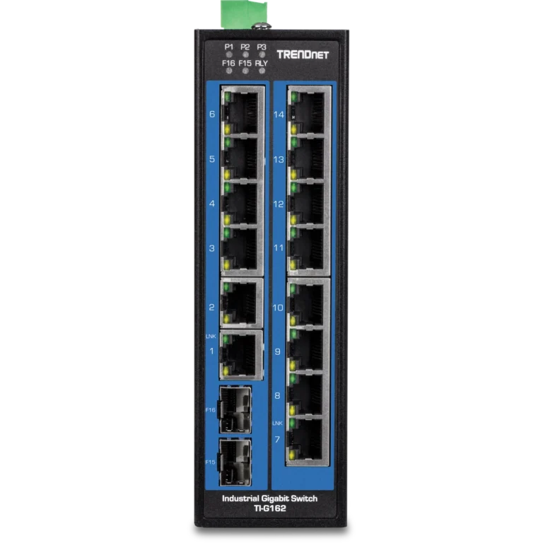 Switch Industrial TRENDnet TI-G162 16 Puertos Gigabit DIN-Rail IP50
