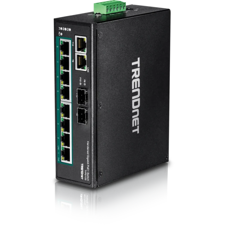 Switch Industrial TRENDnet TI-PG102 10 Puertos Gigabit PoE+ 240 W DIN-Rail