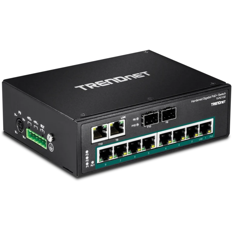 Switch Industrial TRENDnet TI-PG102 10 Puertos Gigabit PoE+ 240 W DIN-Rail