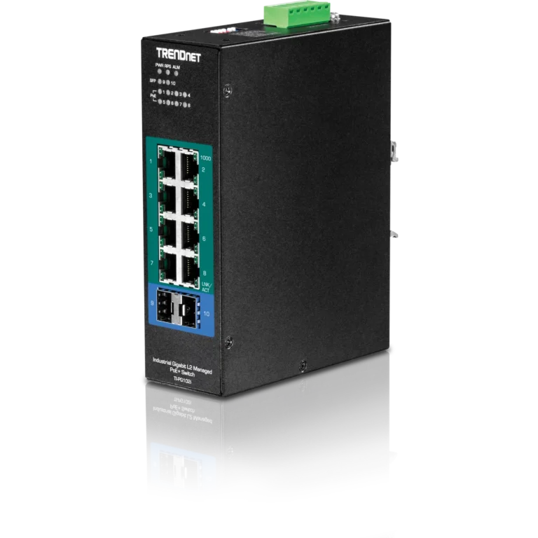 Switch Industrial TRENDnet TI-PG102i 10 Puertos PoE+ L2 Administrado DIN-Rail