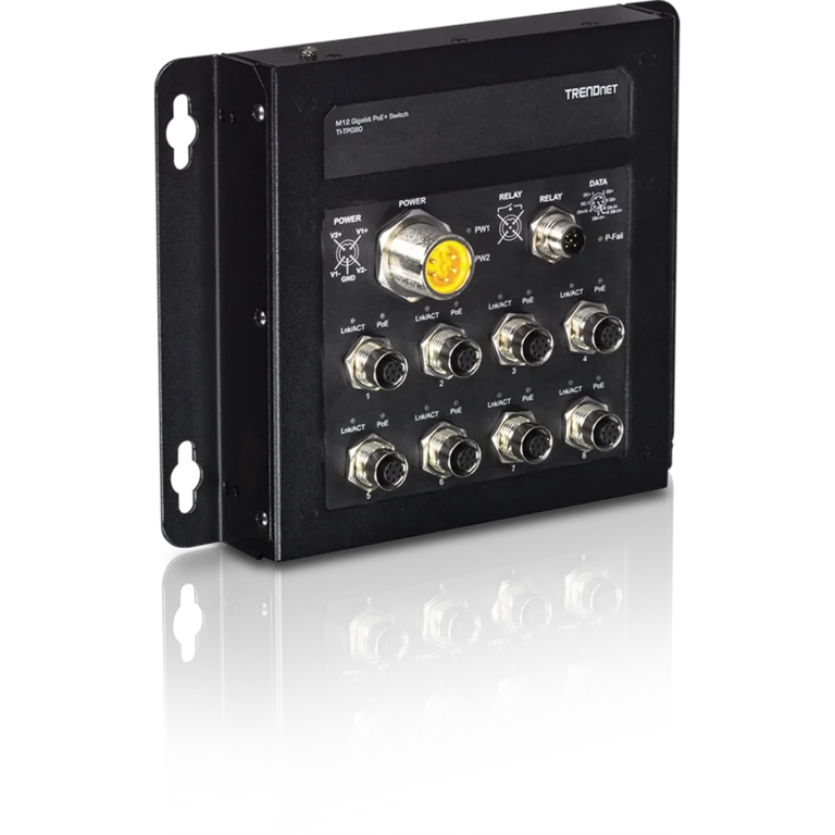 Switch Industrial TRENDnet TI-TPG80 8 Puertos M12 Gigabit PoE+ EN 50155