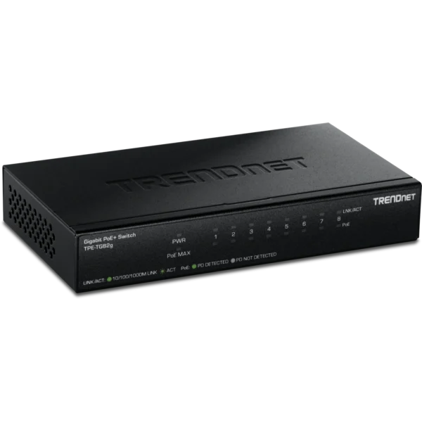 Switch TRENDnet TPE-TG82G 8 Puertos Gigabit PoE+ 65 W Sin Ventilador