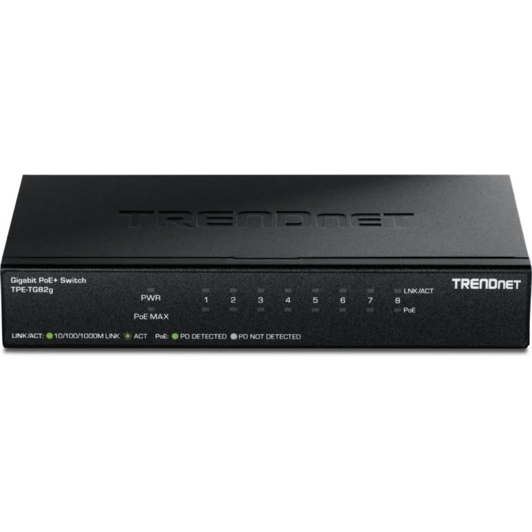 Switch TRENDnet TPE-TG82G 8 Puertos Gigabit PoE+ 65 W Sin Ventilador